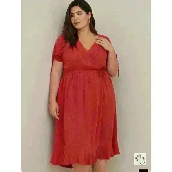 Torrid Dresses & Skirts - Torrid 3 Midi Swiss Linen Surplice Dress Office Cruise Party